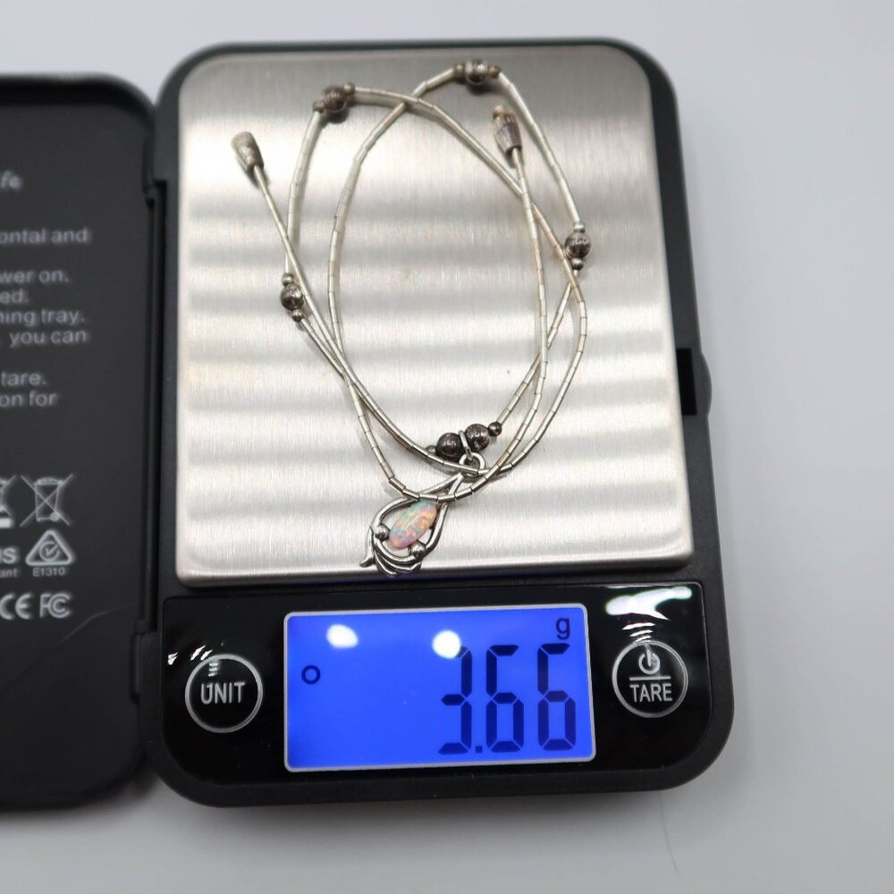 Vintage Sterling Silver Opal Teardrop Pendant Necklace WHEELER MANUFACTURING Co - Picture 10 of 10